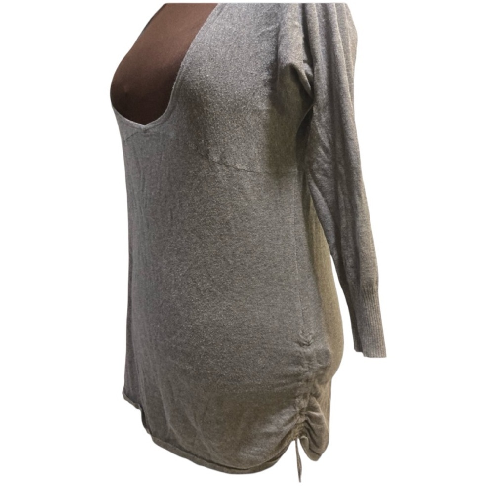 Athleta Deep Scoop Neck Sweater 100% Organic Cotton Ruched Drawstring  Sweater